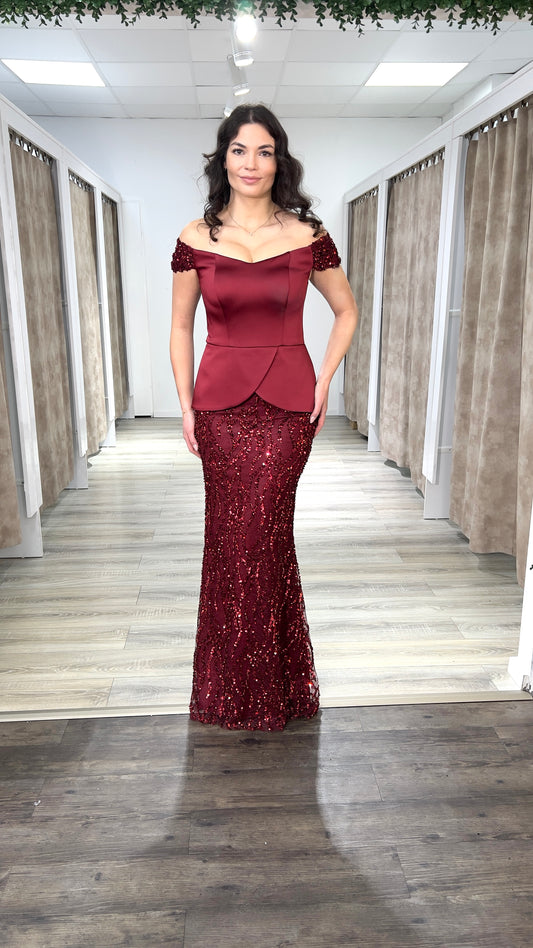 Pailletten Satinkleid