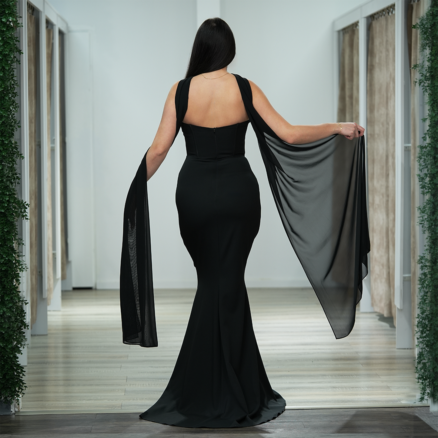 Schulterfreie Abendkleid