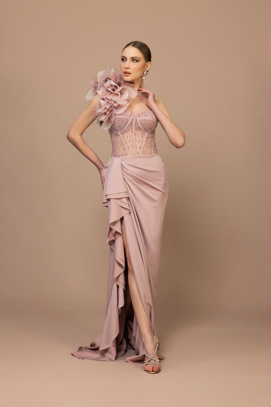 One-Schoulder-Kleid mit Details