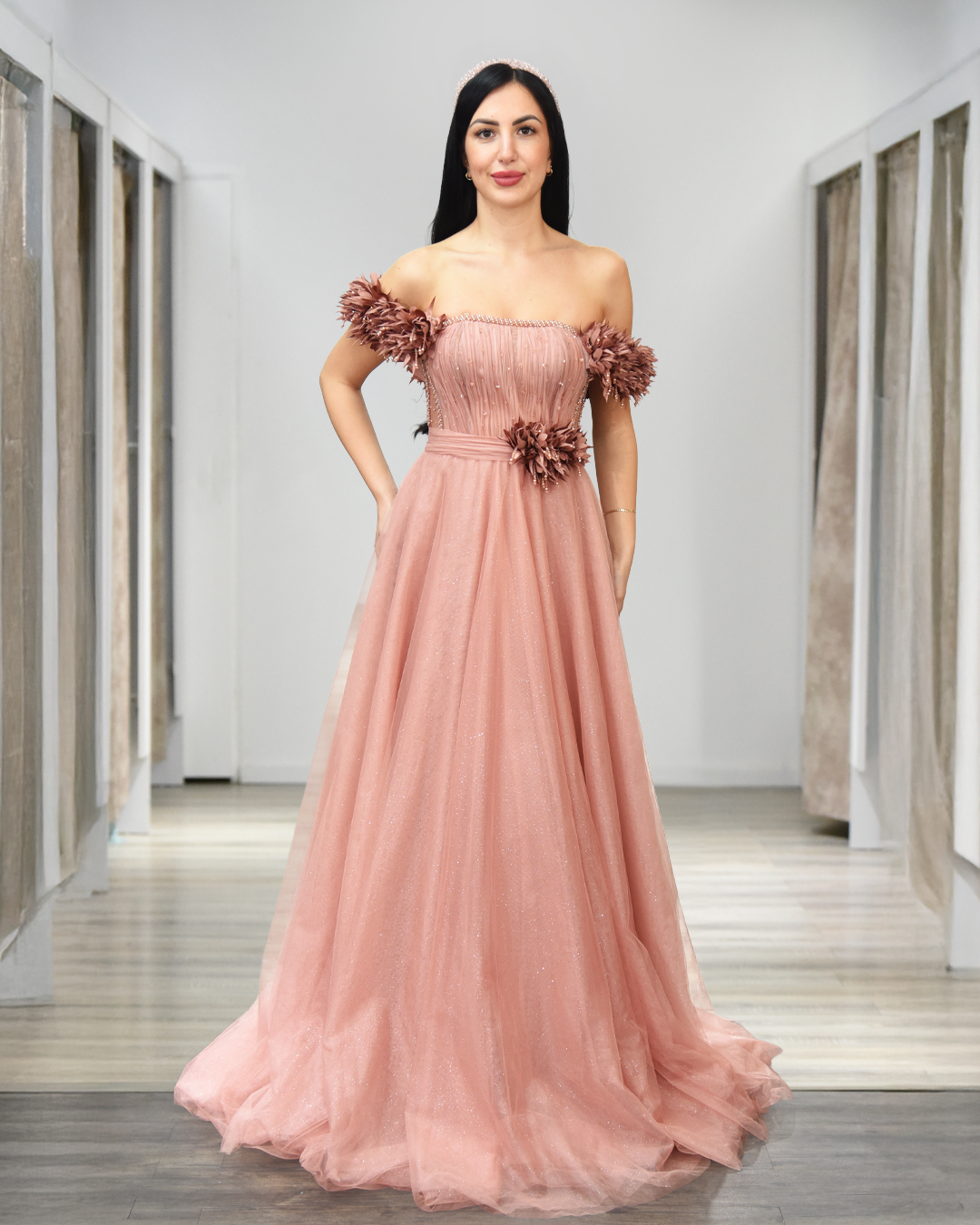 A-Linien-Kleid mit Glitzertüll