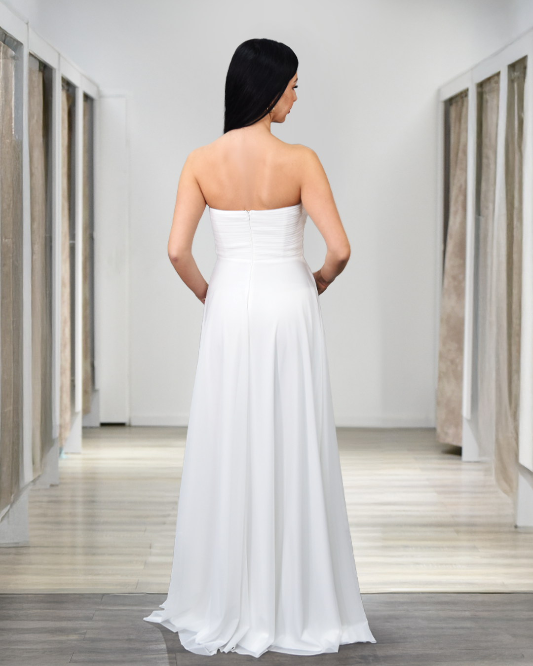 A-Linien-Abendkleid aus Lycra-Tüll