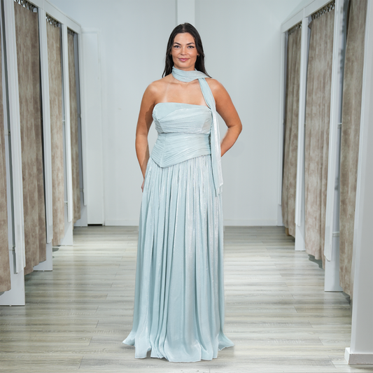 Chiffon-A-Linienkleid mit Halsschal
