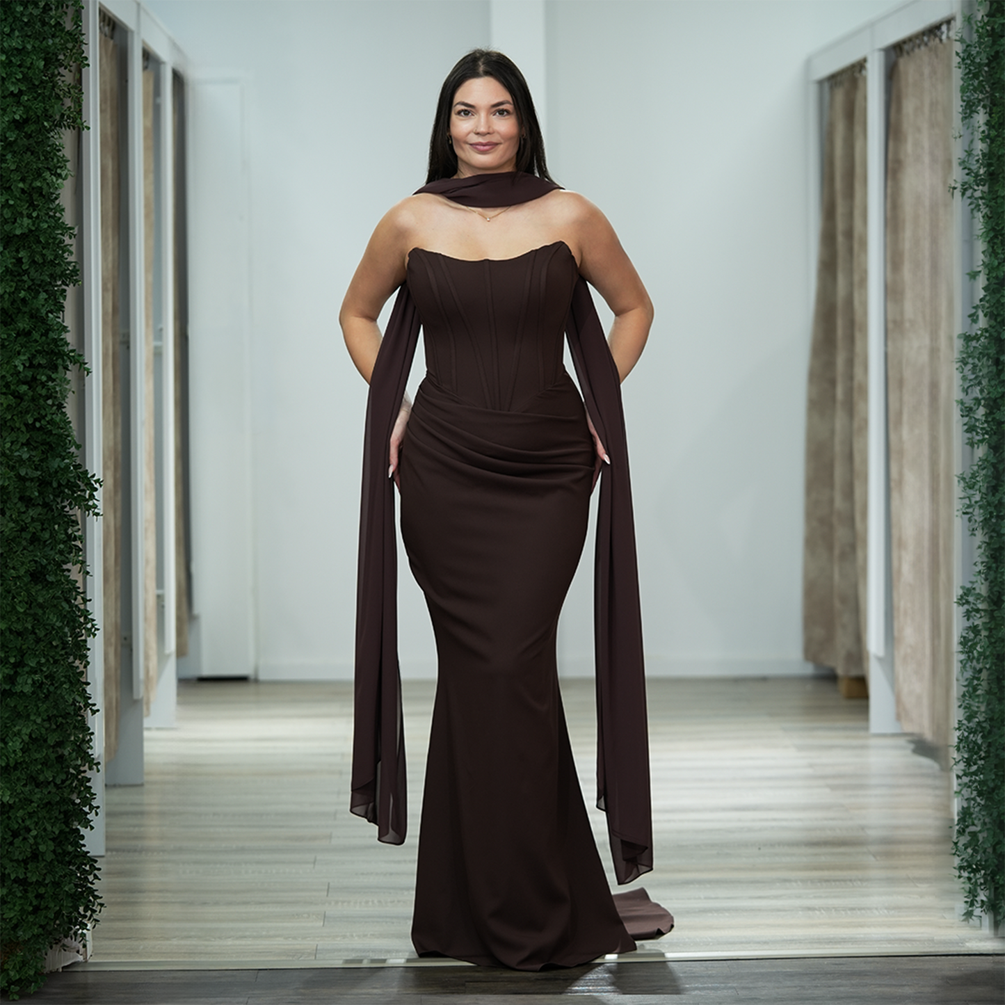 Schulterfreie Abendkleid