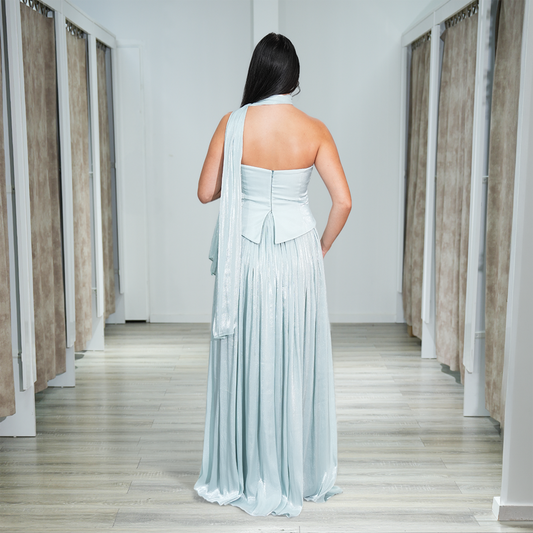 Chiffon-A-Linienkleid mit Halsschal