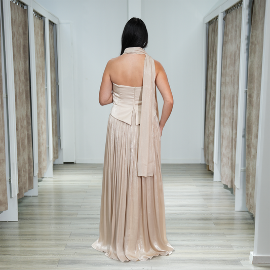 Chiffon A-Linienkleid mit Halsschal