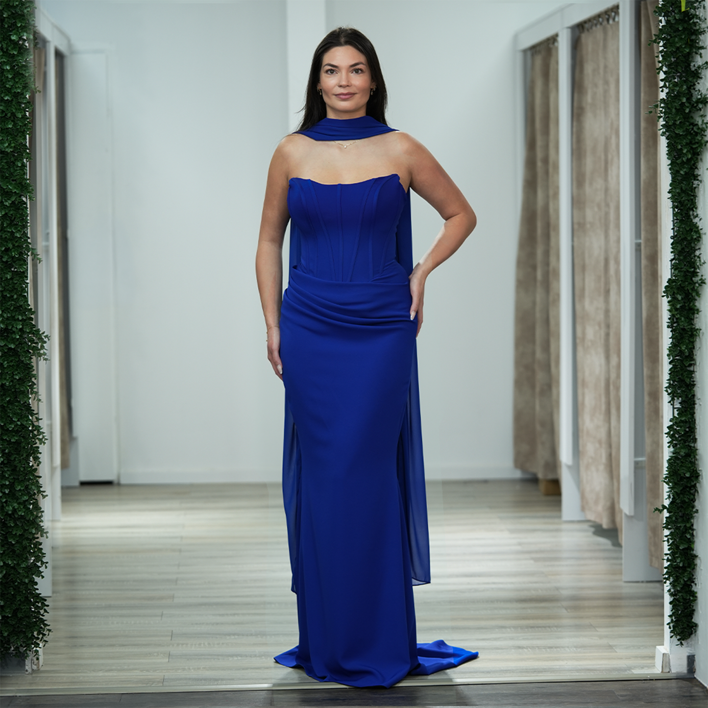 Schulterfreie Abendkleid
