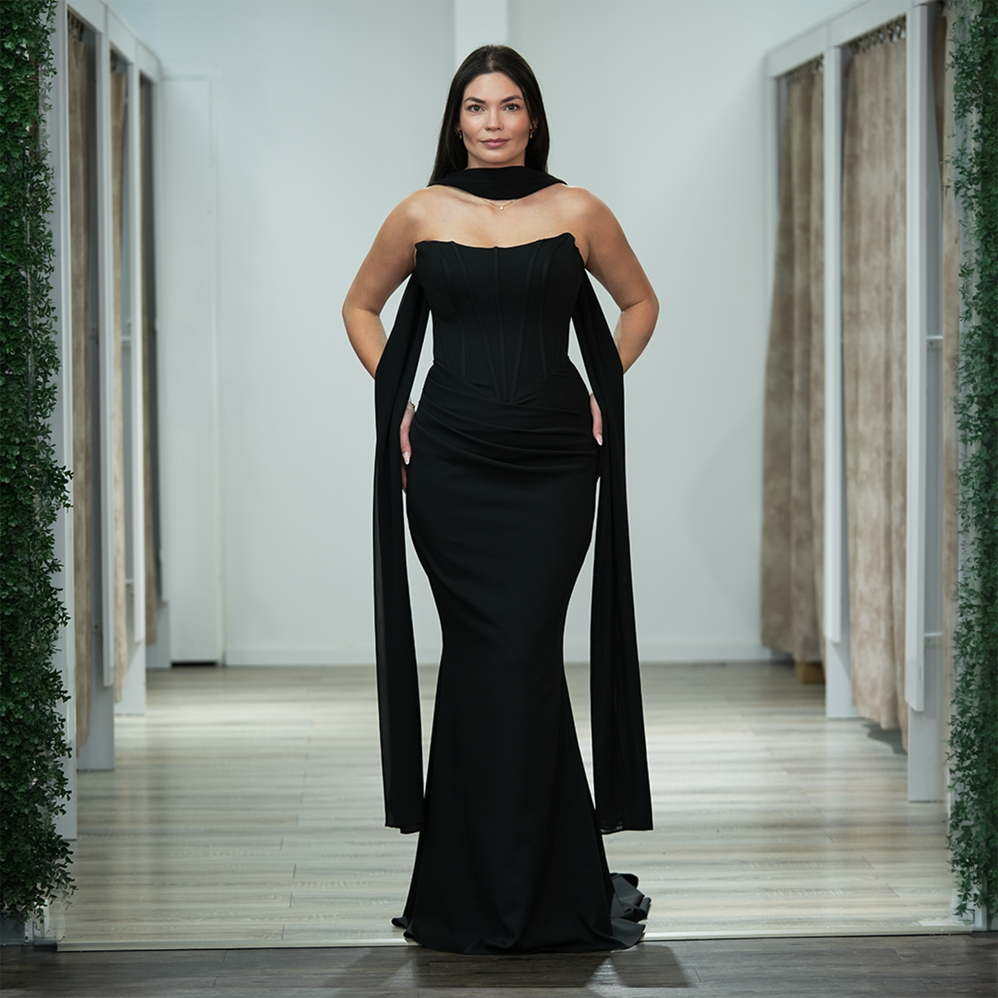 Schulterfreie Abendkleid