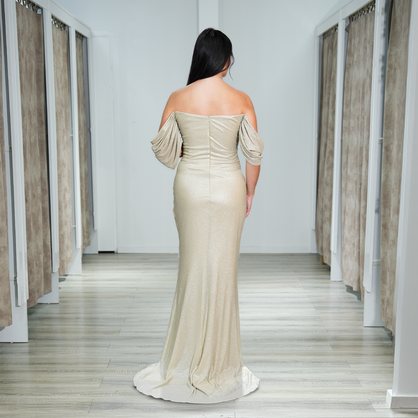 Carmenausschnitt figurbetonte Kleid