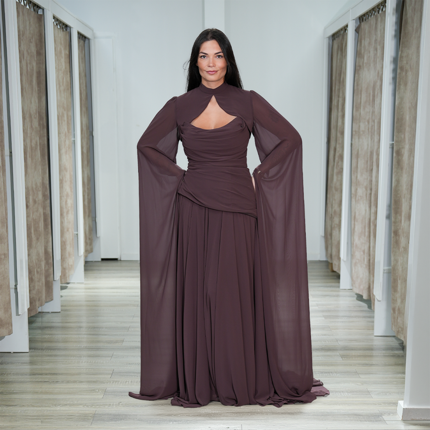 Chiffon-A-Linien-Kleid