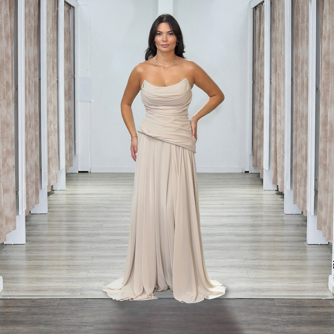 A-Linien-Chiffonkleid