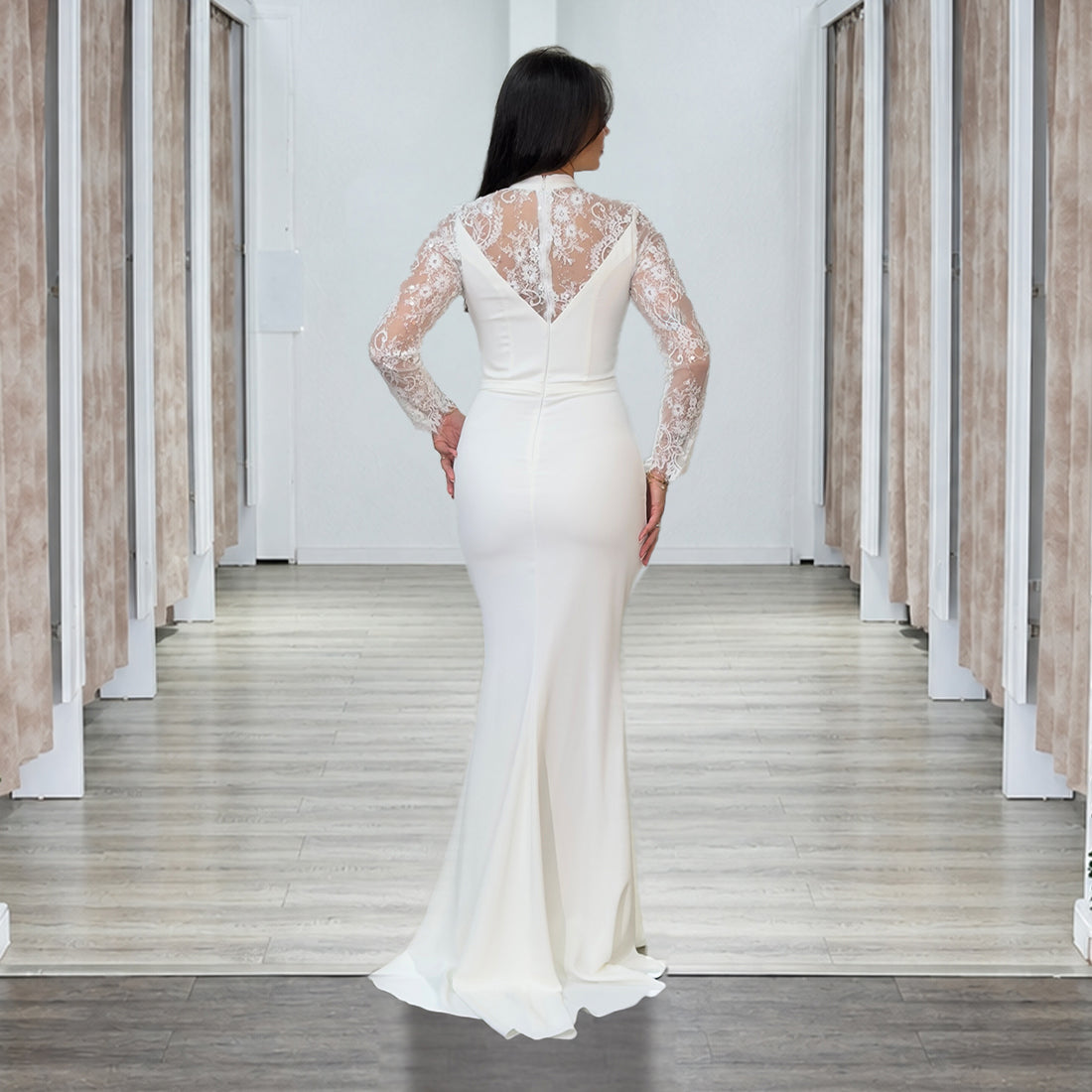 Langärmliges Abendkleid